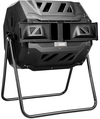 Cubo de compostaje Grande 160L, Cubo de compostaje Giratorio Doble para jardín, medición automática de Temperatura, Cubo de compostaje Giratorio para jardín