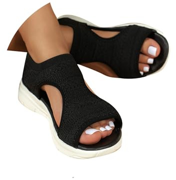 HEONSATI Wide Fit Orthopedic Sandals for Women Uk with Arch Support Summer Ladies Wedge Sandals Walking Platform Casual Beach Shoes Comfy Washable Slingback Slide Sport Open Toe Memory Foam