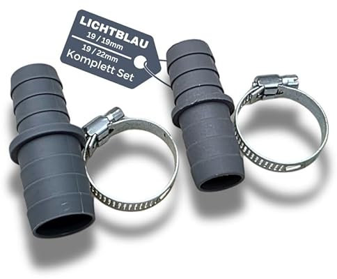 LICHTBLAU Kit complet de connecteurs de tuyau d'évacuation 2326 avec colliers de serrage I 19/19 mm I 19/22 mm I Tuyau de vidange rallonge pour machine à laver, lave-vaisselle