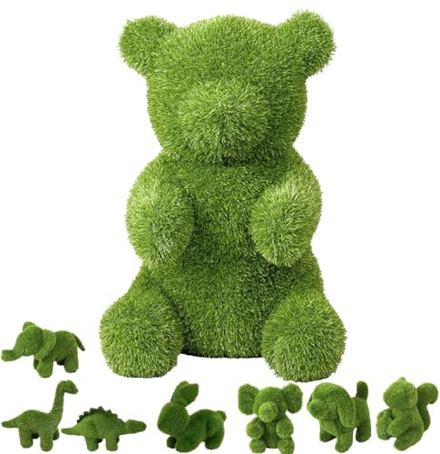 Suinga Orso artificiale in erba 24 x 36 x 36 cm per decorazione | Ideale per giardino, terrazza e casa