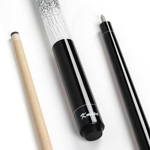 Kmise Pool Cue Stick 19oz, 58'' Canadian Maple Professional Billiard Cue Low-Deflection, All-Rounder Billiard Pool Sticks for Adults W/ 13mm Leather Tip, Black Wood Grain Butt, 3D Anti-Slip Grip