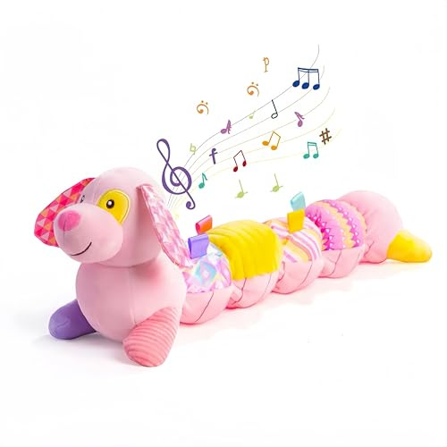 Gdbykds Baby Toys 0 3 6 9 12 Months,Infant Sensory Music Animal Stuffed Caterpillar Toy, Musical Rattle Toys for Babies Tummy Time Toy for Newborn Baby, Soft Stuffed Animal for Newborn Birthday Gifts