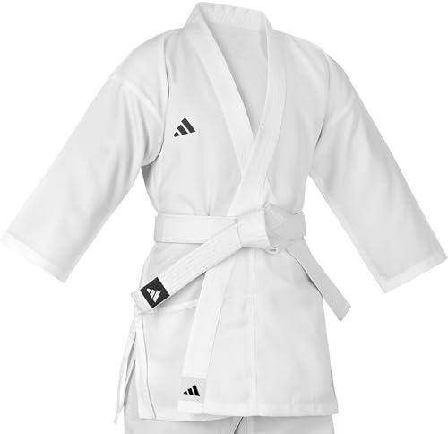 adidas K150 Karate Student Martial Arts Gi Uniform with Belt, Ultralight, Traditional Crossover, White, 170 cm
