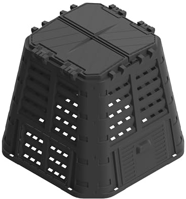 EKOGRID Compostiera da Giardino - 480 L - con Irrigazione a Goccia e Ventilazione - Nero