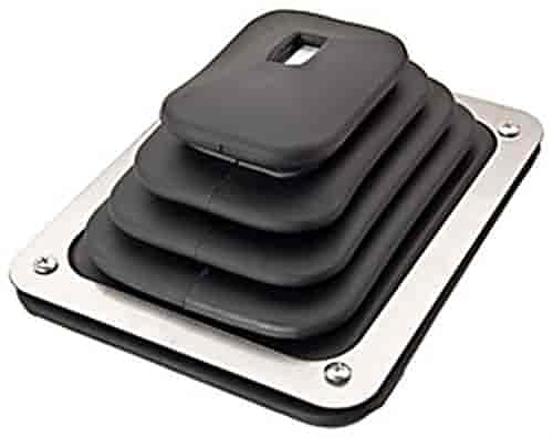 JEGS Shifter Boot & Plate | Overall Size is 5-1/4 x 6-7/16 | High Grade Durable Rubber Boot | Includes Boot, Trim Ring, and Hardware