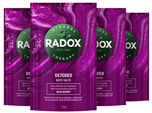 Radox Mineral Therapy Detoxed Bath Salts uniquely blended with minerals & herbs for a relaxing bath 4 x 900 g