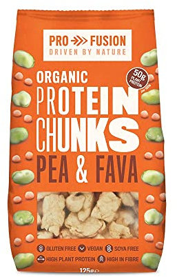 Profusion Organic Vegan Pea and Fava Protein Chunks, 125g - High Protein & Gluten-Free - Soya-Free Meat Substitute