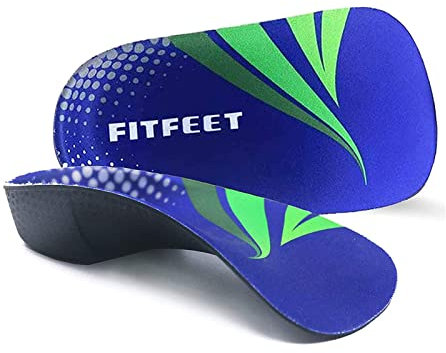 RooRuns Orthotic Insoles, 3/4 High Arch Support Shoe Inserts Insoles for Flat Feet, Plantar Fasciitis, Foot Arch, Feet Fatigue - Heel Cushion, Small (3-5.5 UK), Deep Blue