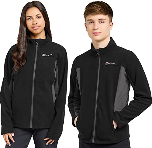 Berghaus Kid’s Tyndrum Full Zip Fleece with High Neck & 2 Hand Pockets, Warm, Soft & Comfortable Midlayer Jacket for Boys & Girls (UK, Age, 14 Years, 15 Years, Regular, Black)