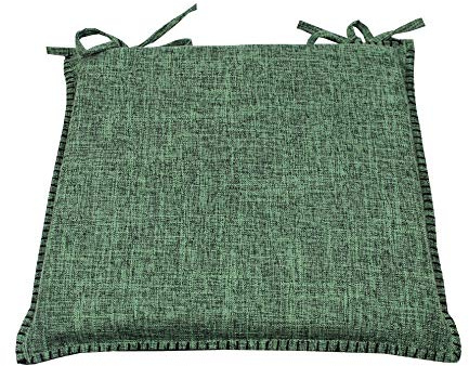CnA Stores - Set of 4 Woven Crosshatch Kitchen Dining Garden Chair Cushion Seat Pads With Ties Zipped Removable Covers (Green Crosshatch)