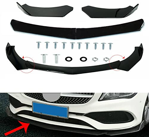 GSRECY Universal Front Bumper Lip Splitter Protection Splitter Spoiler, Gloss Black