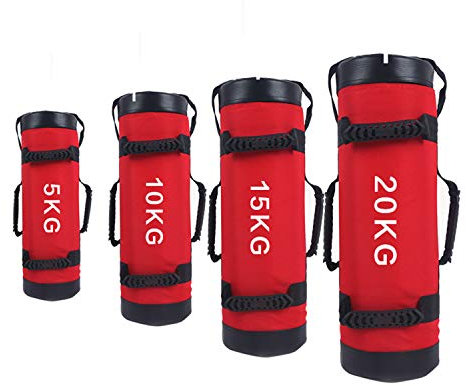 YZBBSH Power Bag Fitness Gewichtstasche Sandsäcke Mit 6 Griffen & Reißverschluss Hochleistungs Verstellbare Gewichtssack Sandbag 5KG - 30KG,Rot,15kg