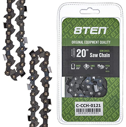 8TEN Semi Chisel Chainsaw Chain 20 Inch .050 3/8 70DL for Echo CS-590 Poulan PP5020AV Jonsered 2063 Makita DCS510