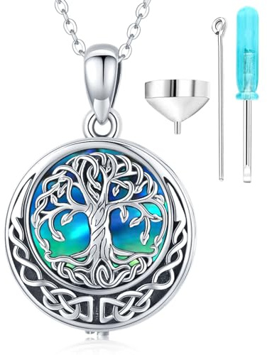 Friggem halsband för aska, askhänge, livets träd, sterling silver 925 asksmycke, minnesmedaljong för kvinnan och flickan., 0,7 x 0,68 pulgadas,, Sterlingsilver, Ingen ädelsten