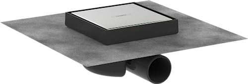 hansgrohe RainDrain Spot - Siphon de douche 15 x 15 cm à carreler, Siphon de sol carrelable, Acier inoxydable brossé, 56112800
