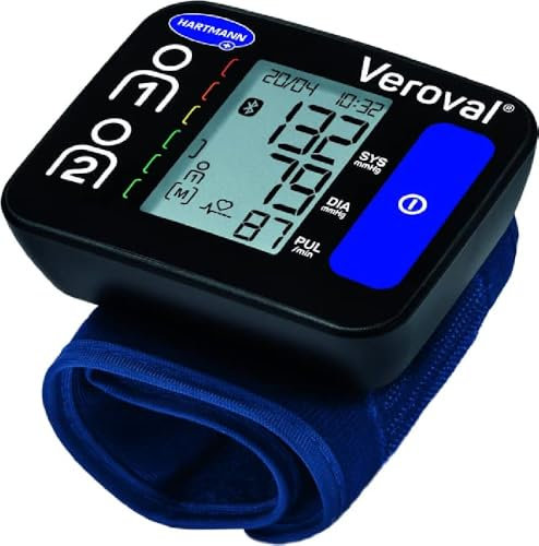 VEROVAL Compact +, Tensiómetro de Muñeca Digital, Aparato para Medir la Tensión Arterial, Triple Medición Atutomática, Rápido y Preciso, Ergonómico, 200 Lecturas, Talla Universal (22-42cm)