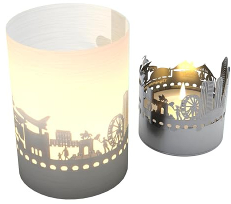 Houston Skyline Tube T-Light skuggspel – fascinerande souvenir-motivljus projicerar Houstons silhuett, Houston-fans!