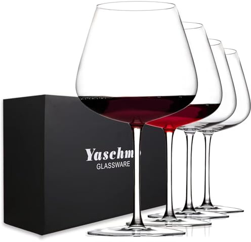 Super Large 30OZ Wine Glasses-Hand Blown Crystal Giant Wine Glasses, Big Burgundy Glasses Oversized, Red White Wine,Luxury, Elegant, Ideal Gift for Women,Men,Christmas,Anniversary,Birthday (Pack of 4)