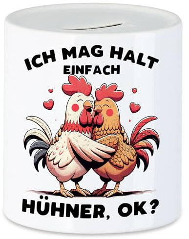 Hey!Print Ich mag Halt einfach Hühner, ok? Süße Hühner Spardose - Hühner-Fan Präsent