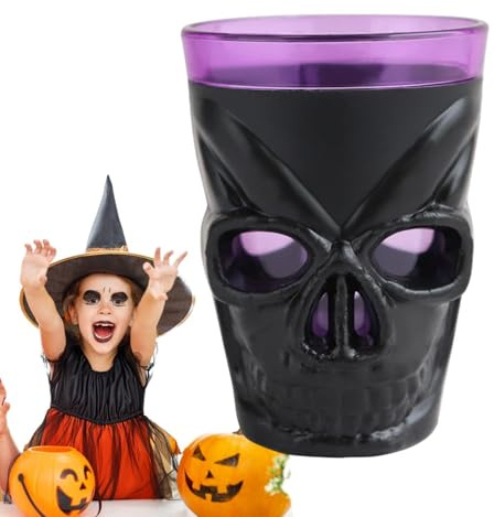 Lysande vinmugg - dödskalle formad vinkopp, LED-ljus vinmugg | Halloween mugg med dödskallar, Halloween dödskalle glaskopp, dryckestillbehör