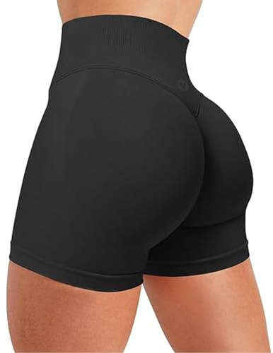 Voarge Pantalones Cortos de Deporte de Las señoras Scrunch Butt Lifting, Short Sports Gym Cycling Shorts (FR/ES, Letras, M, Negro)