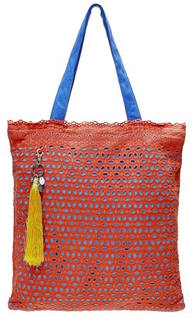 By Bers Die schöne Einkaufstasche - Leon Reticella-Spitze Einkaufstasche Tasche Tote Bag Schultertasche Einkaufsbeutel modisch robust nachhaltig (ET_ST_LeuchtOrange)