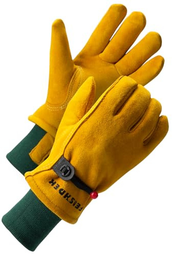 FEISHDEK 3M barnhandskar, vinter, termo för ishockey, snowboard, skidor, vinter, arbetshandskar barn, färg, ventilerande läder, utomhus, snö, pojkar och flickor (gul-11, small)