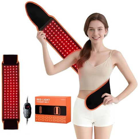 Upgraded Red Light Therapy for Body - 660nm & 850nm LED with Timer, Red Light Belt for Muscle Pain Relief on Back, Shoulder, Waist - Wearable Infrared