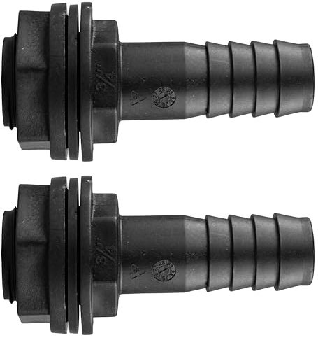 Water Butt/Rain Barrel/Storage Tank Outlet (Pack of 2) Hosetails for Linking Tanks Or Overflow,for Pipe Size 1/2 -2 (3/4 bsp = (26mm Hole))
