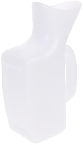 GANAZONO Urinario Femenino Portátil Fácil de Limpiar de Plástico Blanco Cepillo Incluido Capacidad de 1000ml y Tapa Sellada para Viaje y Trekking