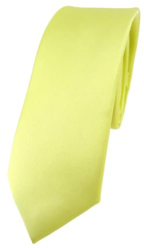 TigerTie Corbata para hombre – Corbata estrecha de 5,5 cm en diseño liso, ideal para reuniones de negocios, ocasiones festivas y ocio, amarillo limón, Krawattengröße: ca. Länge 150 cm, Breite 5,5 cm