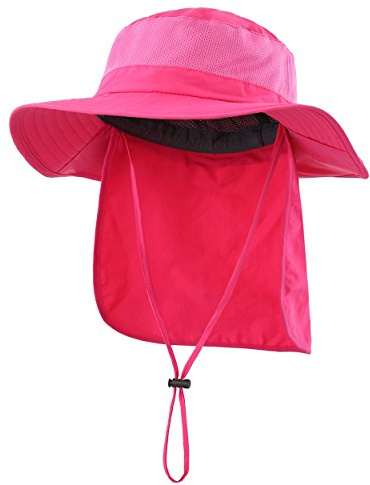 Magracy Unisex Outdoor Wide Brim Sun Hat Mesh UPF50+ Safari Hats with Neck Flap Fishing Hats