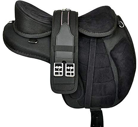 Wonderwish Treeless Bareback Sattel Englisch Pferd Sattel Synthetik Jumping Allzwecksattel (schwarz, 40,6 cm)