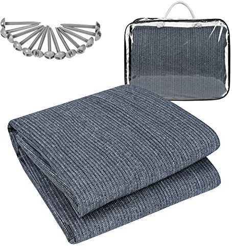 UISEBRT Tappeto per Veranda, Telo per Tenda da Campeggio con Picchetti e Borsa di Trasporto, Stuoia per Camper e Caravan Stuoia da Campeggio in HDPE, Diverse Misure