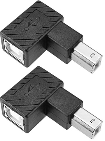Create idea Adattatore per Stampante USB 2.0 Tipo B da 2 Pezzi Convertitore da 90 Gradi Tipo B Maschio A Femmina velocità di Trasferimento Dati 480 Mbps per Scanner Stampante (Angolo su E Angolo Giù)