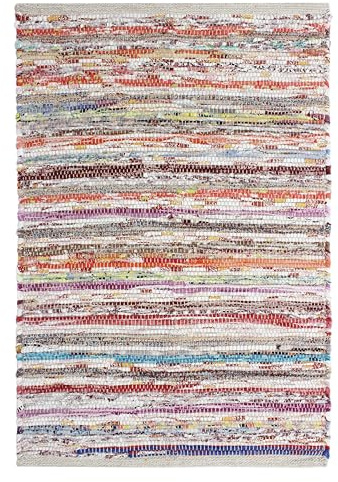 COTTON CRAFT Cotton Chindi Rag Rug - Boho Farmhouse Rustic Area Accent Throw Rug - Handwoven Reversible Natural Recycled Yarn Carpet - Living Room Kitchen Entrance Home Gift - 20 x 32 in - Multi Color