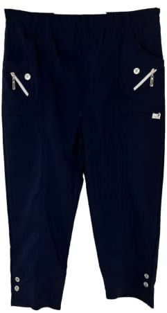 Pantacourt 3/4 extensible pour femme Rouge cerise Taille 38-52, bleu marine foncé, 50