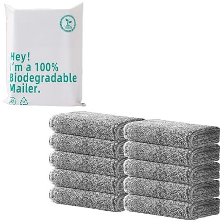 Renko Asciugamani in bambù, 30 x 30 cm, 10 set di strofinacci in bambù e microfibra, senza pelucchi, asciugamani in microfibra, asciugamani per ospiti, asciugamani lavabili per la pulizia