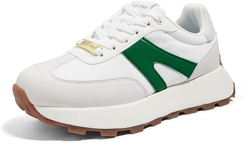 LUCKY STEP Baskets Femme à Plateforme – Sneakers Rétro Classiques, Chaussures de Mode à Lacets pour Tennis, Course et Quotidien