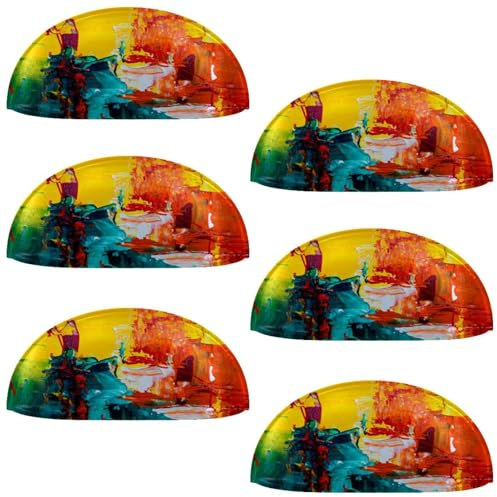 VAPOKF 6 Pcs Shell Cup Handles, Semi Circle Drawer Knobs Pulls Handles Used for Bedroom Dresser Cabinet Cupboard Kitchen Door, Yellow Red and Blue Paint