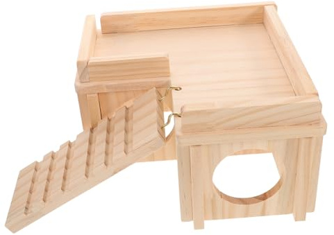 CLISPEED Large Bearded Dragon Habitat Wooden Reptile Hide Cave with Climbing Ramp and Basking Platform Natural Spacious Shelter for Lizards Reptile Tank Resting and Climbing Decor