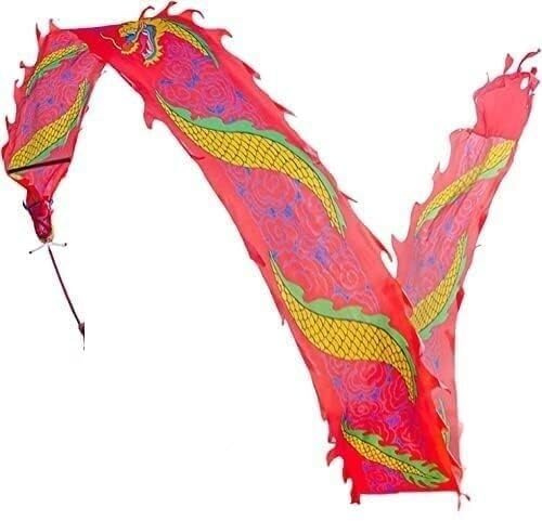 QWFVHJ Dragon Dance Ribbon Streamer，Red Belt Streamer, Silk Floating, Kung Fu Poi, For Play/Fitness Parent-Child Games Items(12m/39ft)