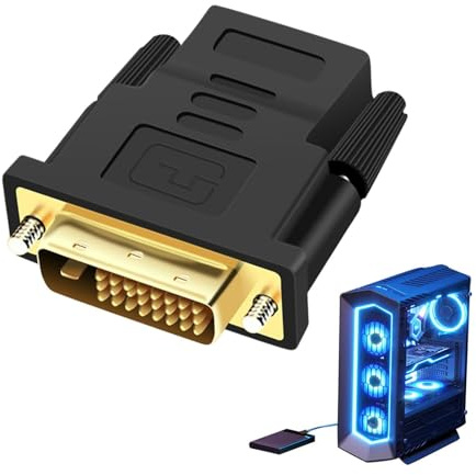 Nevalerra Port till DVI-adapter – högupplöst videoomvandlare, hane till hona anslutningsverktyg | Länk för PC, skärm, TV, installation, presentationsskärm, skärm, skärm, hemmedia