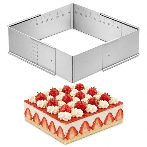 Cornice Rettangolare Regolabile, Stampo per Torte in Acciaio Inox