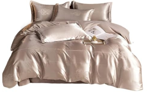 Satin sängkläder set king size Jacquard, lyxiga europeiska bröllopsset, dubbelt påslakan set amerikansk queen satin, 220 x 240 (färg10, set_säng 2.0 m 4st)