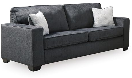 Signature Design by Ashley Altari Modern Queen Sofa Sleeper with 2 Accent Pillows, Dark Gray