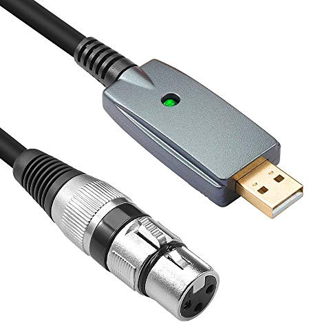 Disino USB Microphone Cable,XLR Female to USB Mic Link Converter Cable for Microphones or Recording Karaoke Sing,6 feet