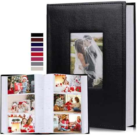 RECUTMS Photo Album 4x6 Pictures 300 Pockets Premium Leather Cover of Wedding Family Memory Photo Albums Book with Writing Space Memo Holds 300 Horizontal Photos