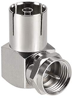 sourcing map Coaxial Cable Connector F Type Male to RF Female Coaxial Coupler Adapter Right Angle Nickel Plating for Splitter Amplifier