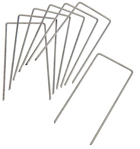 HaGa® 100 anclajes de metal galvanizado – Anclajes en forma de U 200 mm x 70 mm Ø 3 mm – Anclajes de fijación inoxidables para fieltro antimaleza de césped, malla de topos